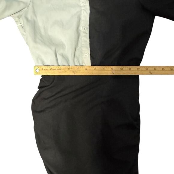 Pretty Little Thing Monochrome Contrast Detail Long Sleeve Shirt Dress Size 0 - Picture 10 of 11